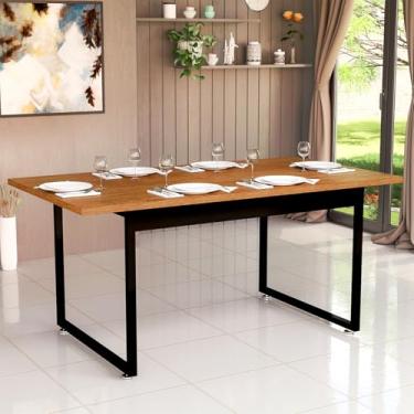 Imagem de Mesa De Jantar Estilo Industrial Luxo Pés de Ferro Para Sala E Cozinha Área Gourmet (Nature)