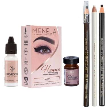 Imagem de Kit Henna Menela Designer Sobrancelha com 3 Lápis Dermatografico Profi