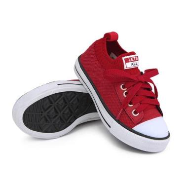 Imagem de Tenis Meia infantil escolar luxo Lets All Feminino e Masculino Vermelh