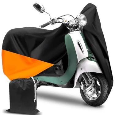 Imagem de COVERVIN Capa impermeável para scooter ao ar livre, capa de ciclomotor capa Vespa para Honda Ruckus Yamaha 72 polegadas de comprimento (S, preto laranja)