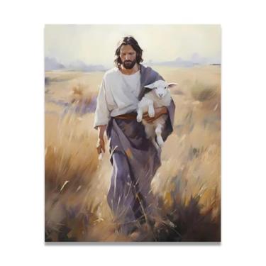 Imagem de Thinking About Moving Forward Jesus Wall Art Life Child Of God Poster Católico Cristão Senhor Pintura Religiosa Imagem Bíblia para Sala de Estar Igreja Pinturas Modernas Arte Decorativa 65 x 50 cm