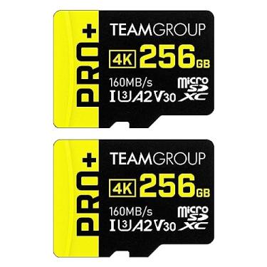 Imagem de Cartão TEAMGROUP A2 Pro Plus 256 GB x pacotes com 2 Micro SDXC UHS-I U3 A2 V30, leitura e gravação de até 160/110 MB/s para Nintendo Switch, dispositivos de jogos, tablets, smartphones, filmagem em 4K