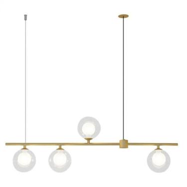 Imagem de Pendente 4 Globos Vidro Duplo Transparente Dourado Zan84