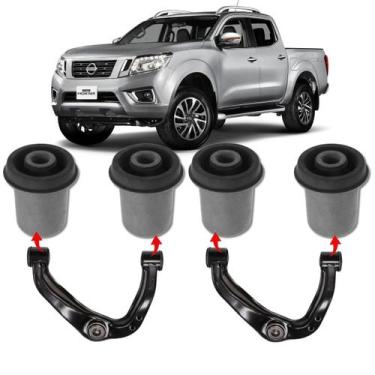 Imagem de Kit 04 buchas superior bandeja dianteira frontier 2.3 2017 2018 2019 2
