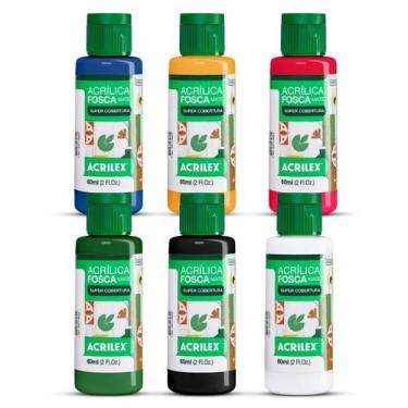 Imagem de Tinta Acrílica Fosca 60ml Acrilex Kit com 6 Cores