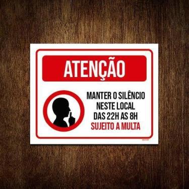 Imagem de Kit 10 Placas Atenção Mantenha Silêncio Neste Local - Sinalizo.Com