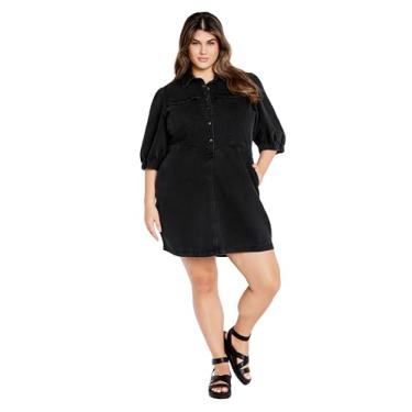 Imagem de City Chic Vestido feminino Remi jeans, Lavagem preta, 46