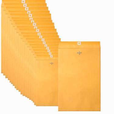 Imagem de 20 envelopes manila de 15 x 23 cm. Um pequeno envelope de fivela feito de papel kraft de 12,7 kg Envelopes com fecho com selo gomado e fecho para armazenamento ou envio