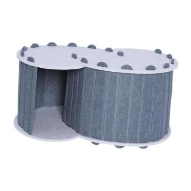 Imagem de Gralara Caverna de gato de túnel de túnel de gato com 2 orifícios resistentes à capa removível Pet Supplies Playground Pet House para 2 gatos, Cinza Escuro