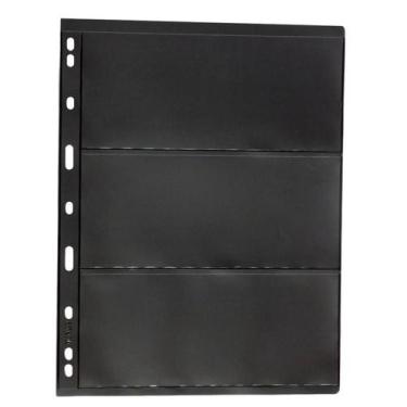 Imagem de Kit 10 Folhas para Cédulas 28x21 Fundo Preto Acetato 3 Espaços - PCCB