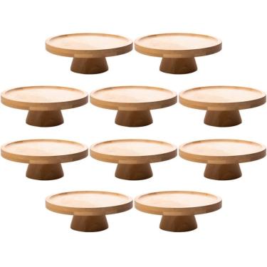 Imagem de 10 Boleiras de Bambu 20cm Pedestal Lyor Decorações de Mesas Festas Pratos para Bolos