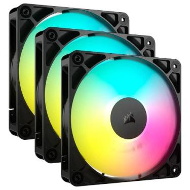 Imagem de Kit com 3 Ventoinhas Corsair RS120 ARGB, 120mm, PWM, Preto - CO-905018