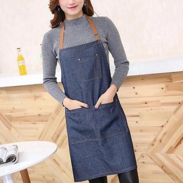 Imagem de Avental de Jeans Azul para Adultos - Com Bolso para Cozinha, Restauran