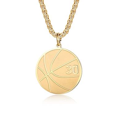 Imagem de Colar de basquete banhado a ouro, número do jogador, pingente de aço inoxidável, para fãs de basquete, presentes, joias esportivas para meninos