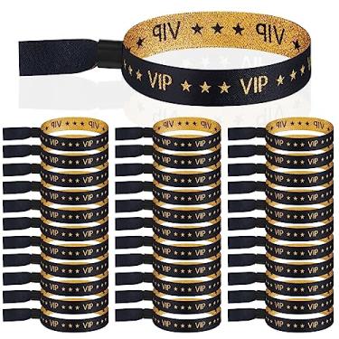 Imagem de Tigeen 100 pulseiras VIP, pulseiras de tecido para eventos, pulseiras VIP para eventos para festas de casamento, shows, feiras, festivais, suprimentos, 0,59 x 35 cm (preto)