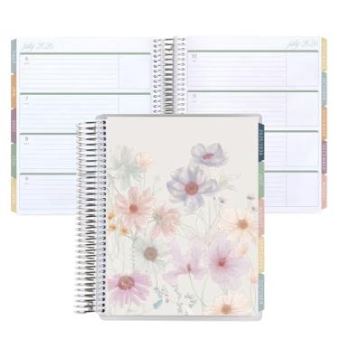 Imagem de Erin Condren Agenda de vida em espiral de 18 meses (julho de 2025 a dezembro de 2026), calendário semanal e mensal de 17,78 x 23 cm, papel de peso de texto de 36 kg, capas de flores silvestres, tema