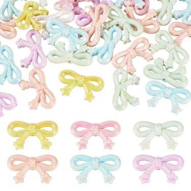 Imagem de Cheriswelry 30 peças de contas de laço de acrílico cor doce laço solto contas espaçadoras contas de plástico 20 x 33,5 x 10 m para pulseira de amizade DIY, colares, cordão de telefone, chaveiro