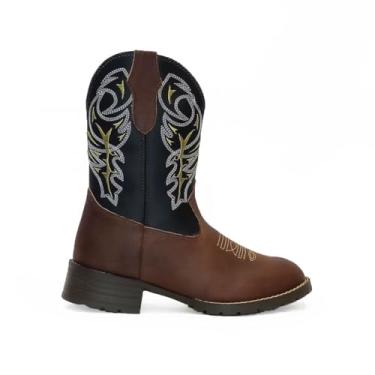 Imagem de Bota Infantil Texana Bico Redondo Country Juvenil Bordada Peão (Marrom, BR, Criança de 9 a 12 anos, Numérico, 30)