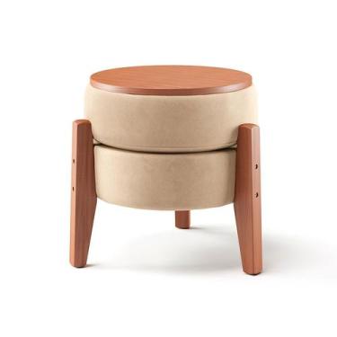Imagem de Puff Frapê Suede Bege 47 cm - Mobly