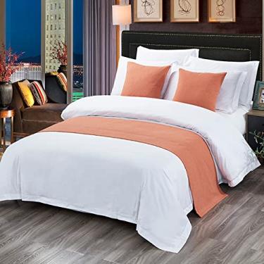 Imagem de HSTANGKY Cachecol moderno para cama de hotel, tapete de cauda, decoração de cama, colchas, lenços, proteção para Queen, casal, solteiro, cama king size - laranja||California King 19,7 x 102,3