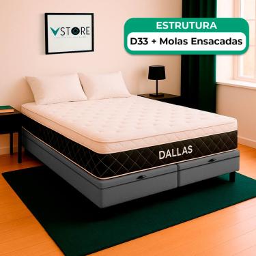 Imagem de Cama Box Baú Queen e Colchão Dallas Molas V-Store