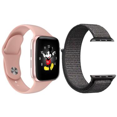 Imagem de Kit 1 Relógio Smartwatch Ld5 Rosa + 1 Pulseira Cinza