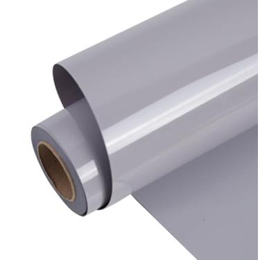 Imagem de FUNKAKA Rolos De Vinil Transferência Térmica Gray Htv, 12" X 9 Pés, Brilhante, Para Passar A Ferro Em Camisetas, Adesivo Todas As Máquinas Corte, Fácil Cortar E Com Design Remoção Ervas Daninhas