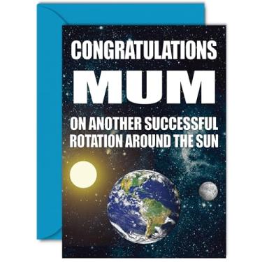 Imagem de Stuff4 Cartões de aniversário engraçados para mãe - Rotação da Terra - Cartão de aniversário de piada rude para mãe de filho filha, humor 40º 50º 60º 70º 80º aniversário A5 Mamãe cartões comemorativos