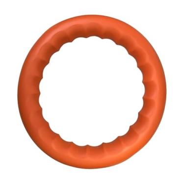Imagem de Brinquedo Mordedor em Formato de Argola - Borracha Resistente para Cães de Todos os Portes | Disco Interativo e Durável (Laranja,(P) Diâmetro 17,5cm)