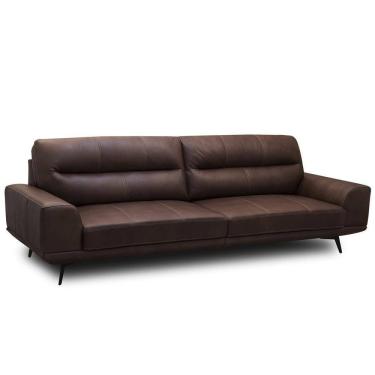 Imagem de Sofá 3 Lugares Para Sala Living Industrial 236cm Cádis L06 Couro Marrom Escuro - Lyam Decor