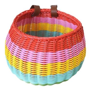 Imagem de Deevoka Cesta de bicicleta infantil, cesta frontal com guidão, prática, removível com alças, decoração para transporte, para meninos, camping, parque, ao ar