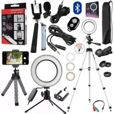 Imagem de Kit Youtuber Microfone Luz Ring Light Pedestal Gravar Vídeo - Leffa Sh