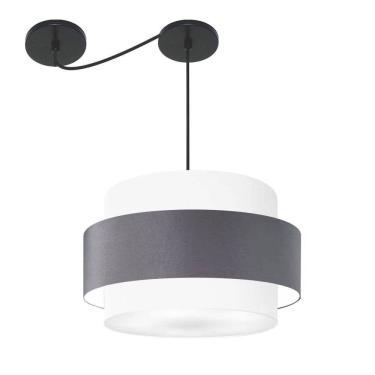 Imagem de Lustre Sala de Jantar Com Desvio Vivare Md-4401 Cúpula em Tecido 60cm