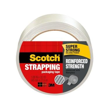 Imagem de Fita adesiva Scotch Brand Strapping Tape, 1,88 x 30 jardas (8950-30), transparente/branco