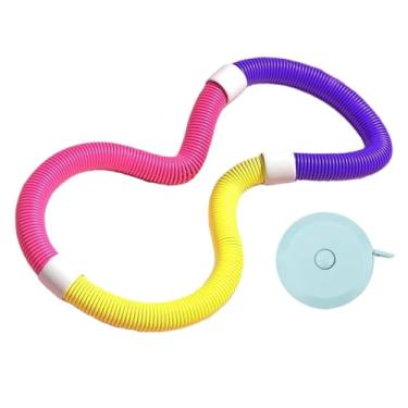 Imagem de Colaxi Aro de ginástica com peso, equipamento dobrável e confortável para treino interno e externo, aro de mola para adultos, academia de viagem em casa, Rosa Amarelo 1.3kg