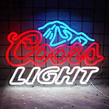 Imagem de JFLLamp Crs LIGHT Neon Signs for Wall Decor Neon Lights for Bedroom Led Signs Suitable for Man Cave Bar Pub Restaurant Christmas Birthday Party Gift Led Art Wall Decorative Crs Light Bar Sign, 5V Usb Power, 17*11 Inch(Azure+red+white)
