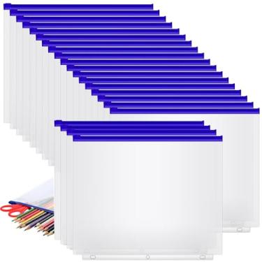 Imagem de Gersoniel 40 bolsos para fichário, 3 orifícios, bolsa com zíper, 3 anéis, bolsos A4 com pastas com zíper, bolsas de plástico, sacos de folhas soltas, à prova d'água, saco de arquivamento de documentos