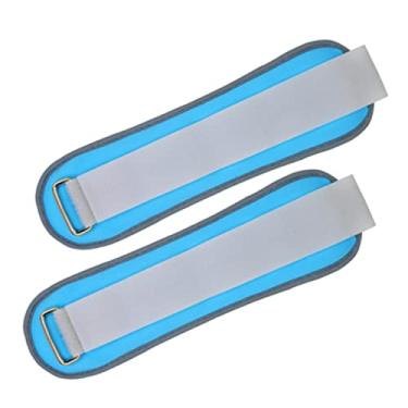 Imagem de Conjunto de pares de pesos de tornozelo de 2 x 0,3 kg para mulheres, crianças e homens com alça ajustável para braço, mão e perna, perfeito para dança, corrida, fitness (Cor: azul claro)