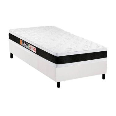 Imagem de Cama Box Solteiro: Colchão Espuma D45 Castor Black E White Air Double Face + Base White(88X188)