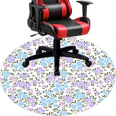 Imagem de Tapete de cadeira de escritório com flores, textura de flor, tapete de cadeira de mesa para piso de madeira de escritório em casa, protetor de piso de pilha baixa, redondo de 91 cm