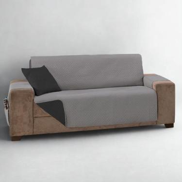 Imagem de Capa De Sofá 3 Lugares Impermeável Dupla Face Com Bolsos - MR ENXOVAIS