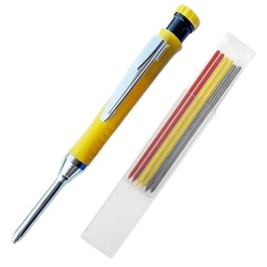 Imagem de Lápis de Carpinteiro Reforçado Lapiseira 2.8mm Marcador Riscador com Apontador e Refil de Grafite (Amarelo)
