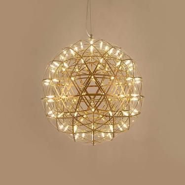 Imagem de Lâmpada Pendente Led Spark Ball, Luminária De Teto Redonda De Aço Inoxidável Retrô, Lustre De Fogos De Artifício Ajustável 6500k Para Ilha De Cozinha Sala De Jantar Quarto Ba, Gold, 50cm