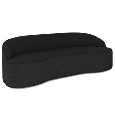 Imagem de Sofá 4 Lugares Curvo Sala de Estar Living Lótus D02 Bouclê Preto 280cm