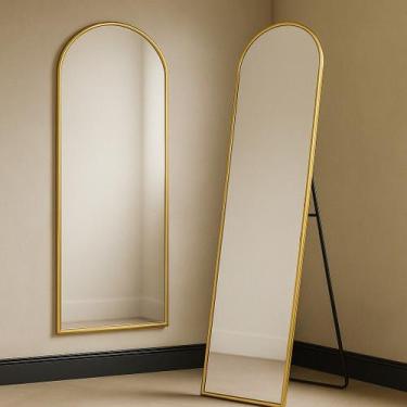 Imagem de Espelho Grande 150x40cm Corpo Inteiro Vitral Moldura Orgânica para Dec