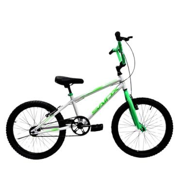 Imagem de Bicicleta Aro 20 Freestyle BMX Infantil Quadro Reforçado Freios V-Brake (Branco/Verde)