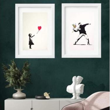 Imagem de Kit 2 Quadros Arte Banksy - 60X48Cm - Quadros On-Line