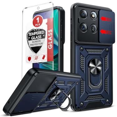 Imagem de LeYi Capa para Moto Stylus 2025: Capa Stylus Motorola Moto 2025 com protetor de tela de vidro temperado, proteção de nível militar com suporte Funda para Stylus 2025, azul