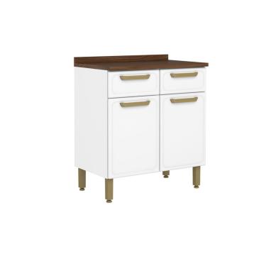 Imagem de Balcão de Cozinha Bella c/ 2 Portas e 2 Gavetas c/ Tampo 80cm Branco - Bertolini