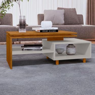 Imagem de Mesa de Centro Hardy 1 Prateleira Naturalle/Off White - Pnr Móveis